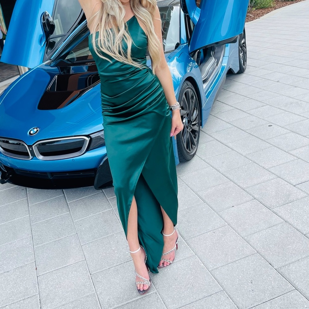 Emerald Green High Slit Maxi Dress Gown